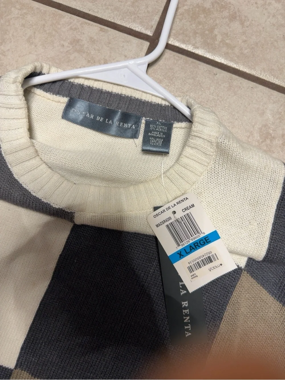 NWT Oscar de la Renta Colorblock Sweater XL Cozy Mr. Rogers Style